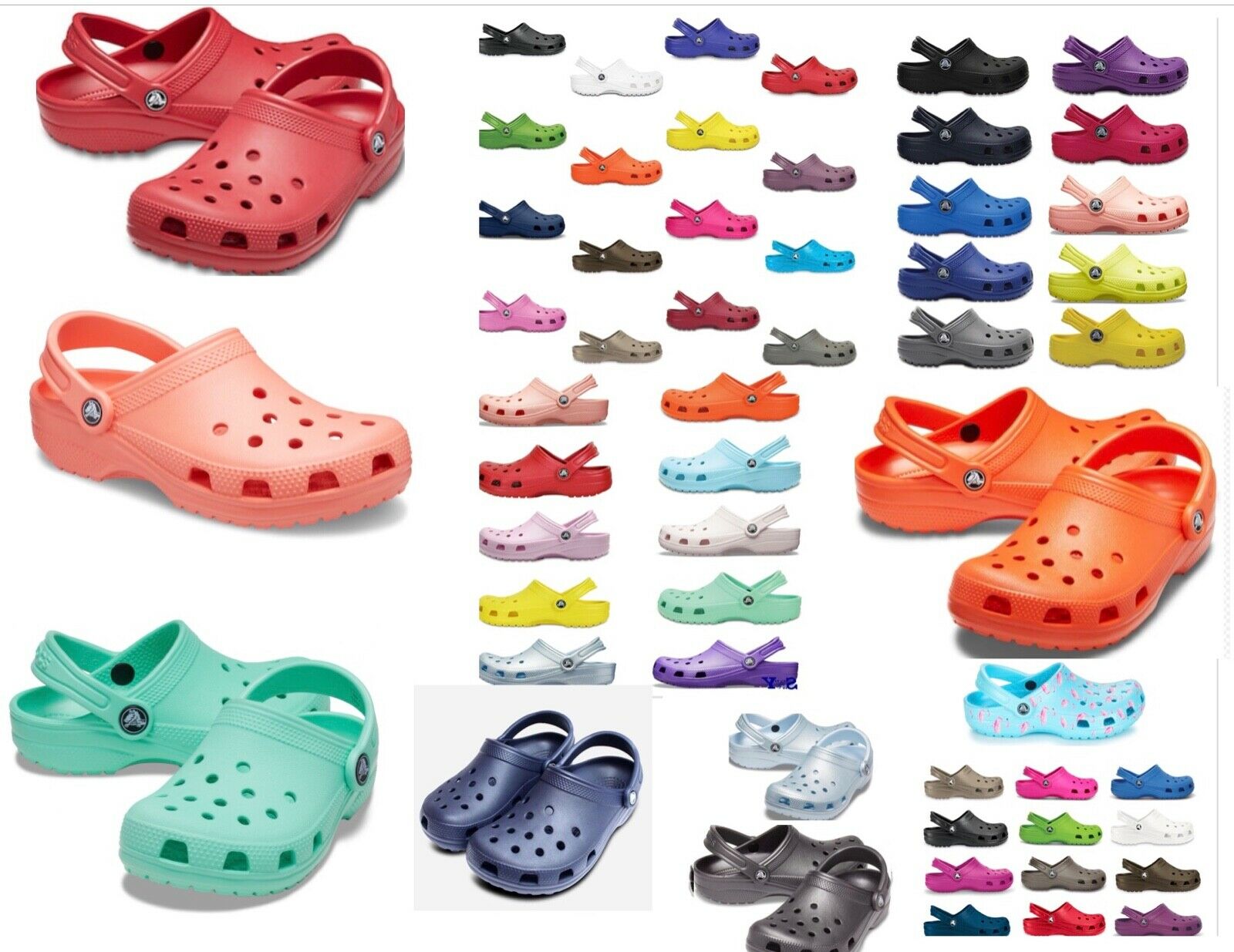 35+ Colors, Crocs Original Classic Clogs Shoes Sandals Sizes  4-17, Vegan